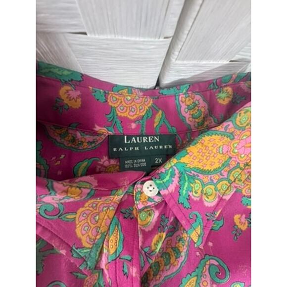 "Lauren Ralph Lauren"Silk Blouse SZ 2X Paisleigh Whimsical Fairy Quiet Luxury - Picture 6 of 11